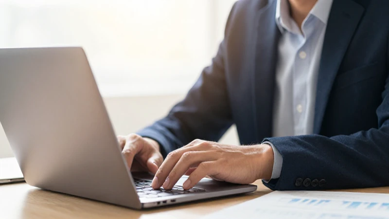 Joven trabaja con laptop a contraluz.