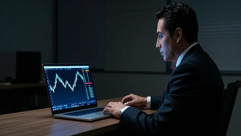 Empresario mexicano observa gráfico bursátil cinematográfico