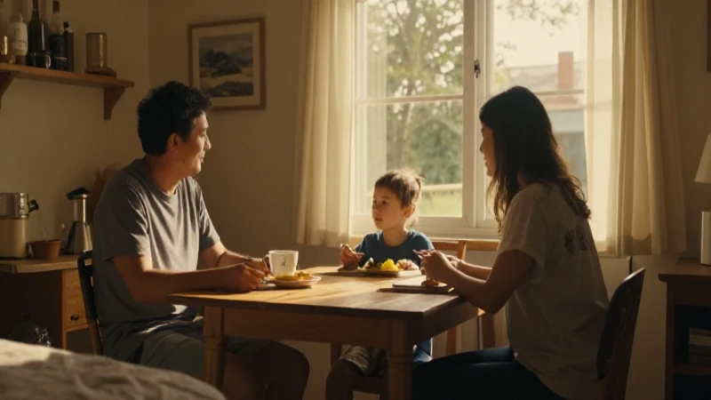 Familia relajada, hogar soleado y cálido