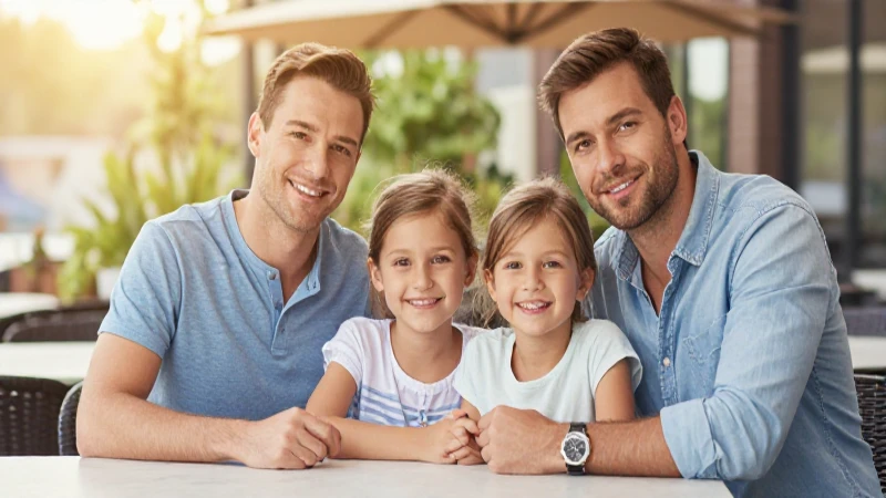 Familia sonriendo bajo la luz dorada