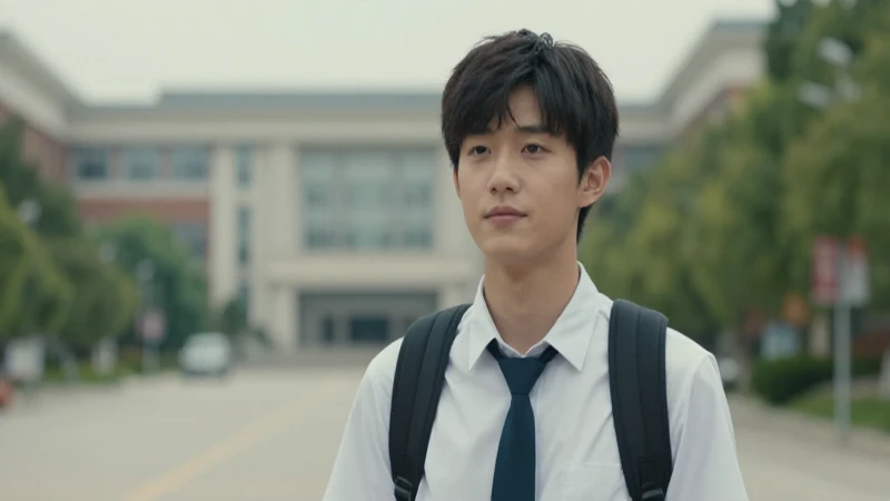 Joven estudiante en campus, luz cinematográfica