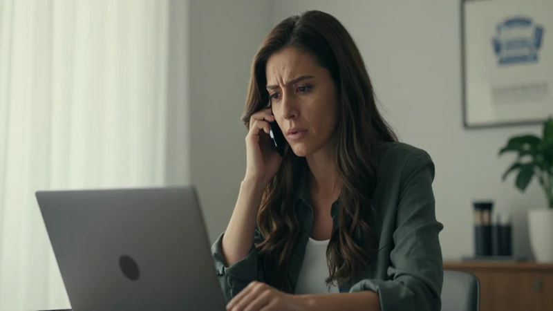 Condusef: Información esencial sobre Unifin Financiera 15 Mujer preocupada, laptop y advertencias de Condusef.