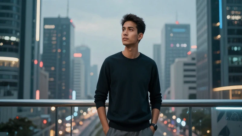 Joven emprendedor imagina el futuro urbano