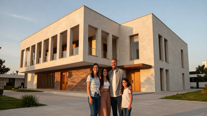 Arquitectura mexicana, familia feliz y cálida luz.