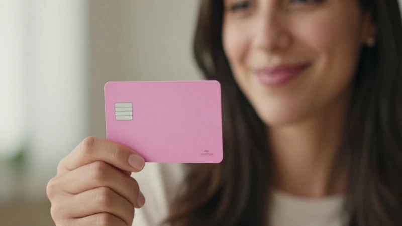 Cómo tramitar la tarjeta rosa y registrar el salario rosa 12 Mujer sonríe con tarjeta rosa de apoyo.