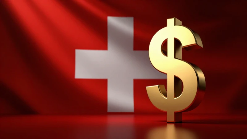 USD a CHF: Análisis del Dólar Estadounidense y Franco Suizo 10 Ilustración financiera con signo dólar y bandera suiza