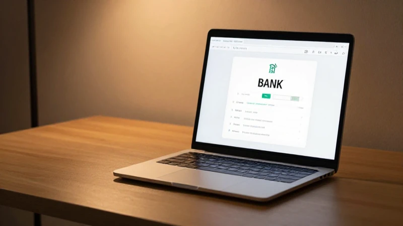 Laptop abierta mostrando una interfaz bancaria